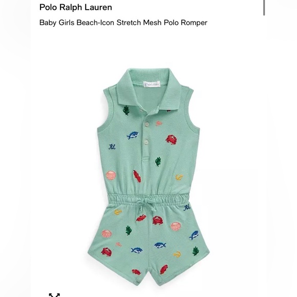 Polo Ralph Lauren Green Romper with Sea Life Embroidery - Picture 1 of 5